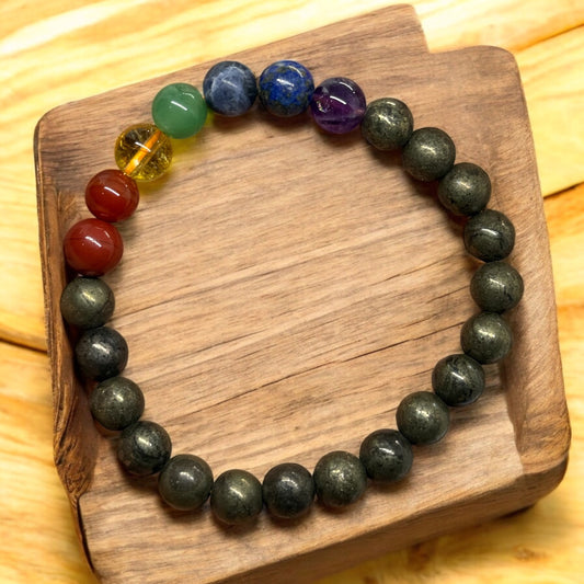 Pyrite with 7 Chakra's Bracelet