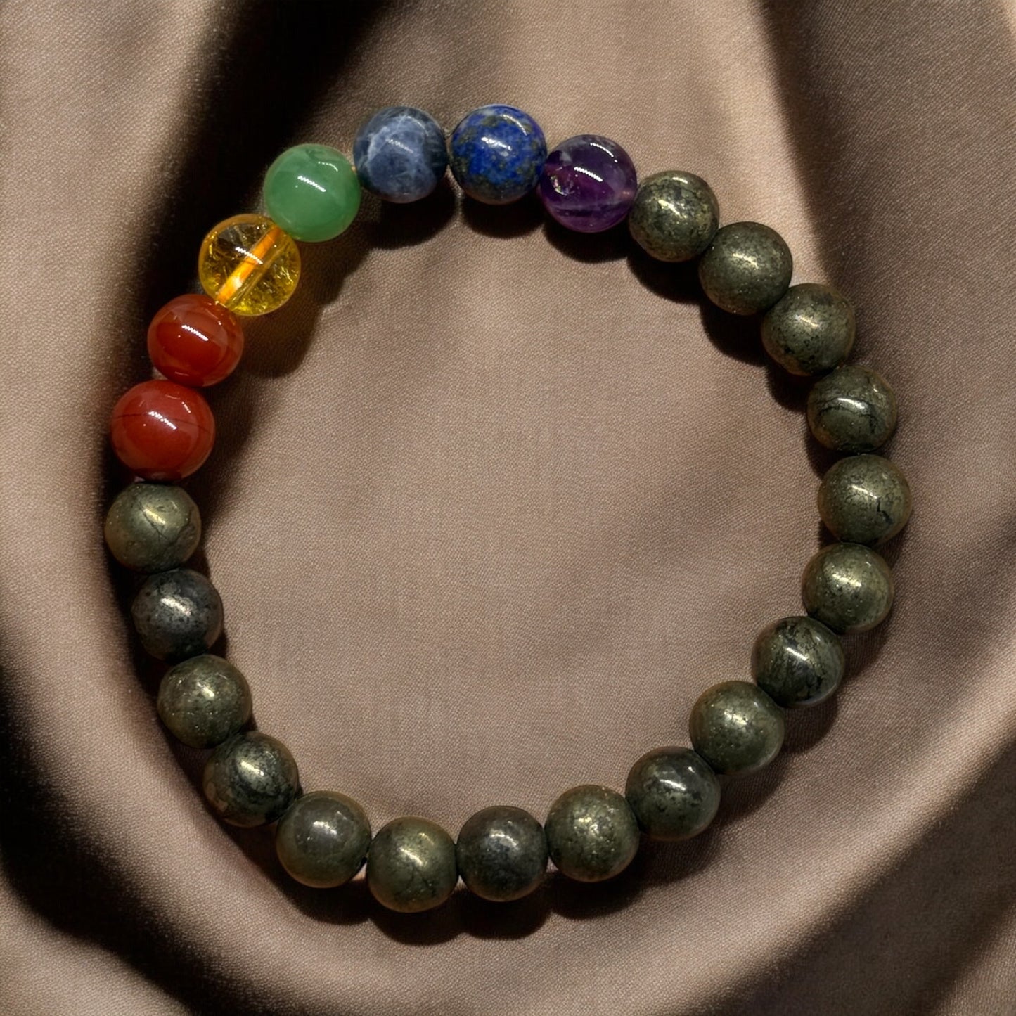 Pyrite with 7 Chakra's Bracelet