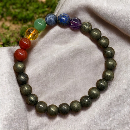 Pyrite with 7 Chakra's Bracelet