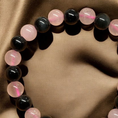 Rose Quartz & Black Tourmaline Bracelet