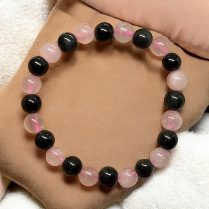 Rose Quartz & Black Tourmaline Bracelet