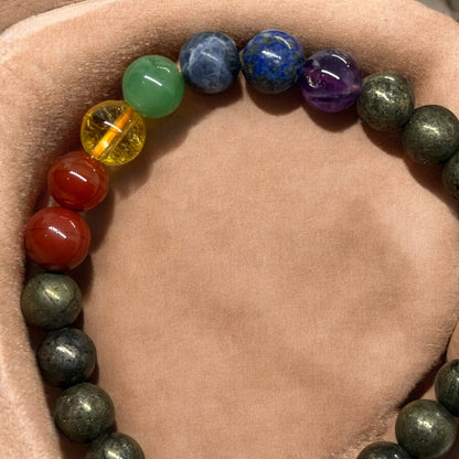 Pyrite with 7 Chakra's Bracelet